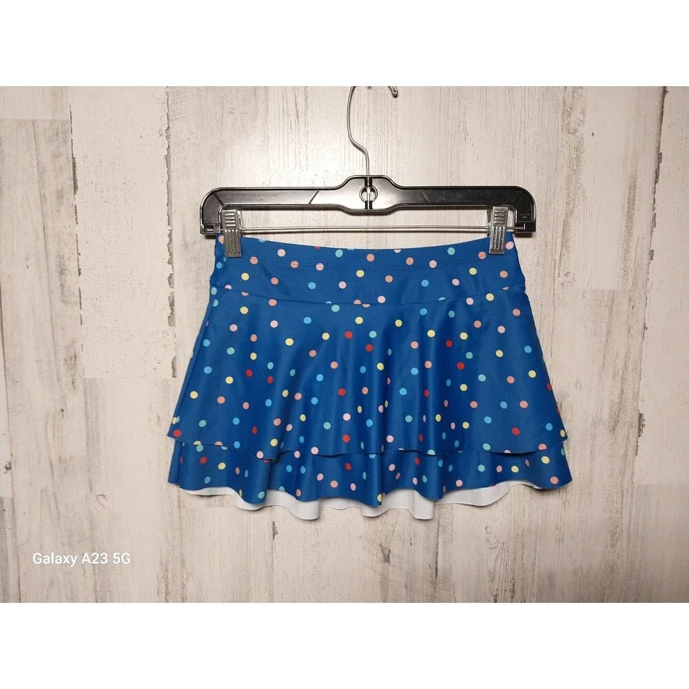 Hanna Andersson Girls Size 10 Blue Polka Dot Tiered Swim Skirt